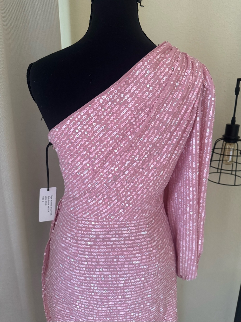 Saylor Nazila Pink Sequin One Shoulder Mini Dress NWT Size Small Party - Picture 8 of 11